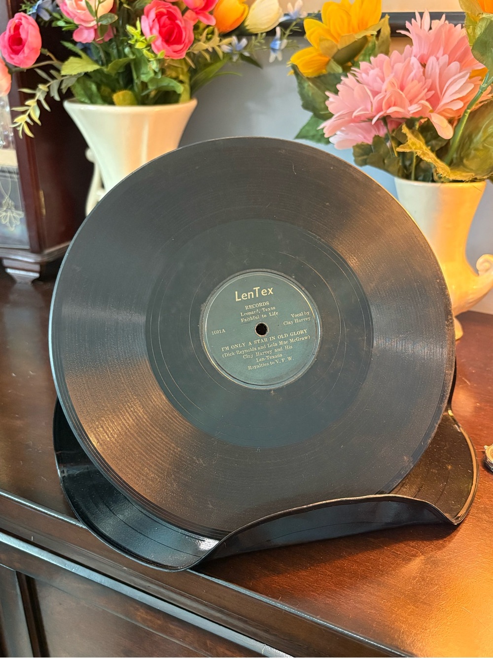 LenTex Vintage 78 RPM Record - Black Shellac Victrola Record